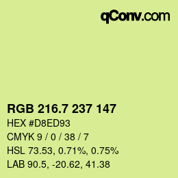 カラーコード: RGB 216.7 237 147 | qconv.com
