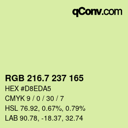 カラーコード: RGB 216.7 237 165 | qconv.com
