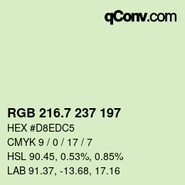 カラーコード: RGB 216.7 237 197 | qconv.com