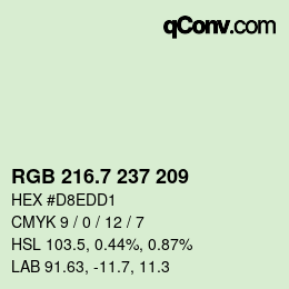 カラーコード: RGB 216.7 237 209 | qconv.com