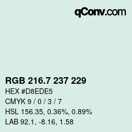 カラーコード: RGB 216.7 237 229 | qconv.com