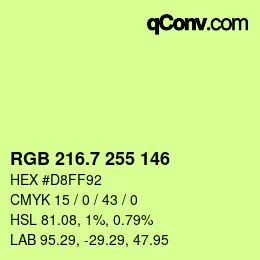 カラーコード: RGB 216.7 255 146 | qconv.com