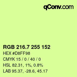 カラーコード: RGB 216.7 255 152 | qconv.com