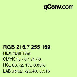 カラーコード: RGB 216.7 255 169 | qconv.com
