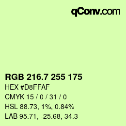 カラーコード: RGB 216.7 255 175 | qconv.com