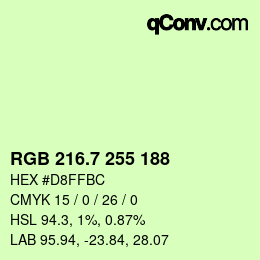 カラーコード: RGB 216.7 255 188 | qconv.com