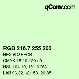 カラーコード: RGB 216.7 255 203 | qconv.com
