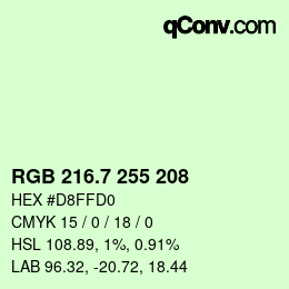 カラーコード: RGB 216.7 255 208 | qconv.com