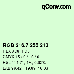カラーコード: RGB 216.7 255 213 | qconv.com
