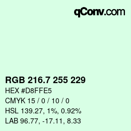 カラーコード: RGB 216.7 255 229 | qconv.com