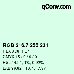 カラーコード: RGB 216.7 255 231 | qconv.com