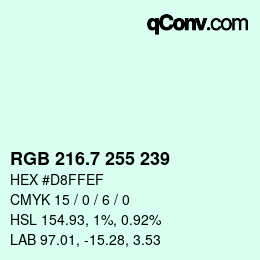 カラーコード: RGB 216.7 255 239 | qconv.com