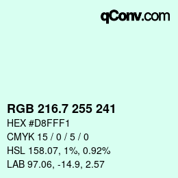 カラーコード: RGB 216.7 255 241 | qconv.com