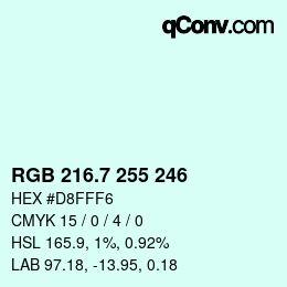 カラーコード: RGB 216.7 255 246 | qconv.com