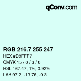 カラーコード: RGB 216.7 255 247 | qconv.com