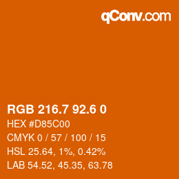 カラーコード: RGB 216.7 92.6 0 | qconv.com