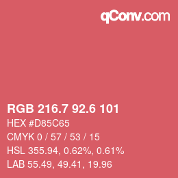 カラーコード: RGB 216.7 92.6 101 | qconv.com