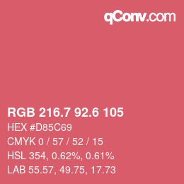 カラーコード: RGB 216.7 92.6 105 | qconv.com