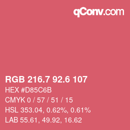カラーコード: RGB 216.7 92.6 107 | qconv.com