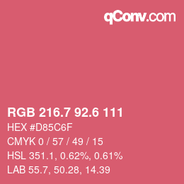カラーコード: RGB 216.7 92.6 111 | qconv.com