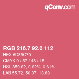 カラーコード: RGB 216.7 92.6 112 | qconv.com