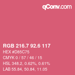 カラーコード: RGB 216.7 92.6 117 | qconv.com