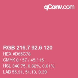 カラーコード: RGB 216.7 92.6 120 | qconv.com