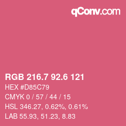 カラーコード: RGB 216.7 92.6 121 | qconv.com
