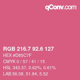 カラーコード: RGB 216.7 92.6 127 | qconv.com