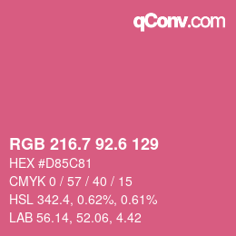 カラーコード: RGB 216.7 92.6 129 | qconv.com