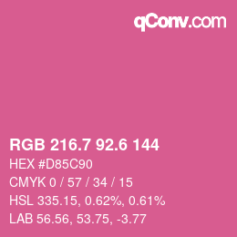 カラーコード: RGB 216.7 92.6 144 | qconv.com