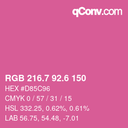 カラーコード: RGB 216.7 92.6 150 | qconv.com