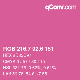 カラーコード: RGB 216.7 92.6 151 | qconv.com