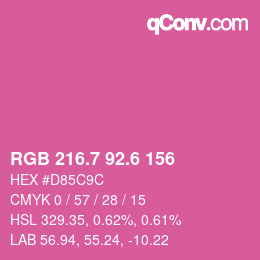 カラーコード: RGB 216.7 92.6 156 | qconv.com