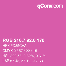 カラーコード: RGB 216.7 92.6 170 | qconv.com