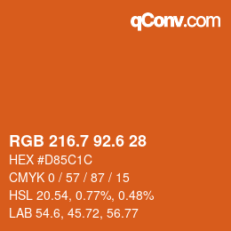 カラーコード: RGB 216.7 92.6 28 | qconv.com