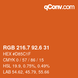 カラーコード: RGB 216.7 92.6 31 | qconv.com
