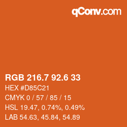 カラーコード: RGB 216.7 92.6 33 | qconv.com