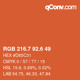 カラーコード: RGB 216.7 92.6 49 | qconv.com