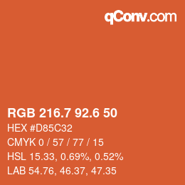 カラーコード: RGB 216.7 92.6 50 | qconv.com