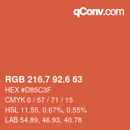 カラーコード: RGB 216.7 92.6 63 | qconv.com