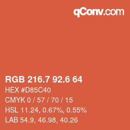 カラーコード: RGB 216.7 92.6 64 | qconv.com