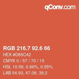 カラーコード: RGB 216.7 92.6 66 | qconv.com