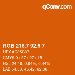 カラーコード: RGB 216.7 92.6 7 | qconv.com