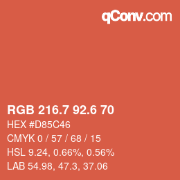 カラーコード: RGB 216.7 92.6 70 | qconv.com
