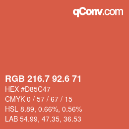 カラーコード: RGB 216.7 92.6 71 | qconv.com