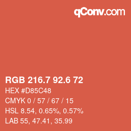 カラーコード: RGB 216.7 92.6 72 | qconv.com