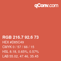 カラーコード: RGB 216.7 92.6 73 | qconv.com