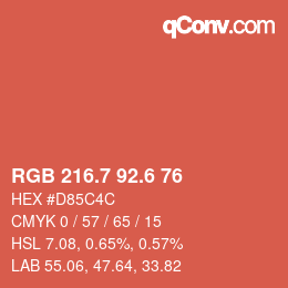 カラーコード: RGB 216.7 92.6 76 | qconv.com
