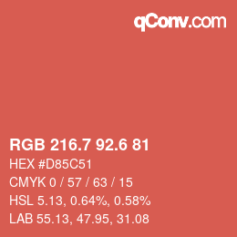 カラーコード: RGB 216.7 92.6 81 | qconv.com